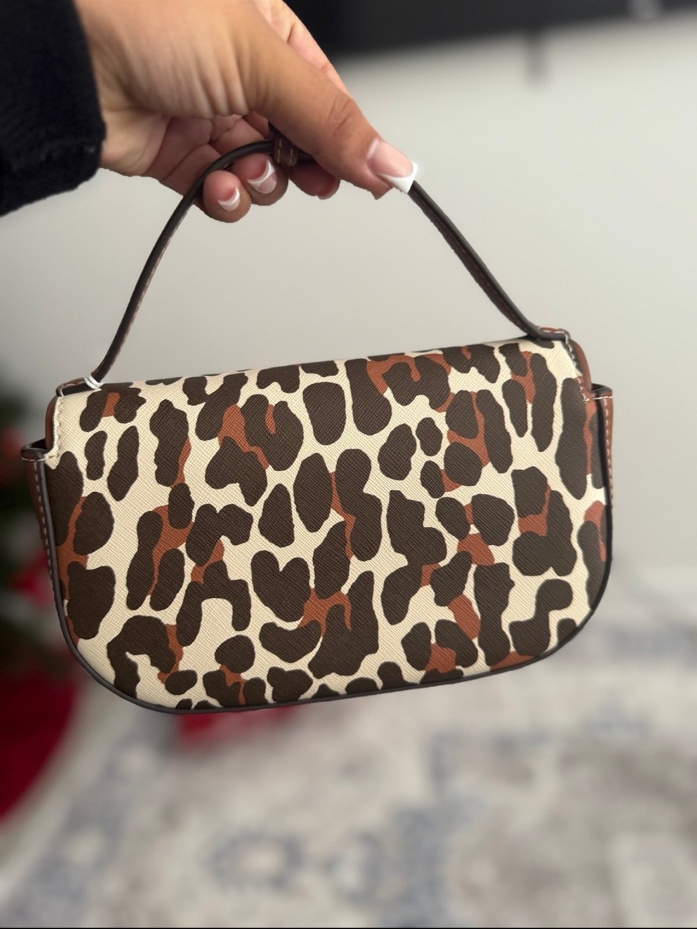 Tory Burch Leopard-Print Mini Top Handle Bag - Brown/White - Picture 3 of 11